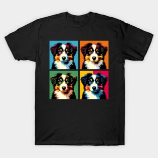 Pop Retro Australian Shepherd - Cute Puppy T-Shirt